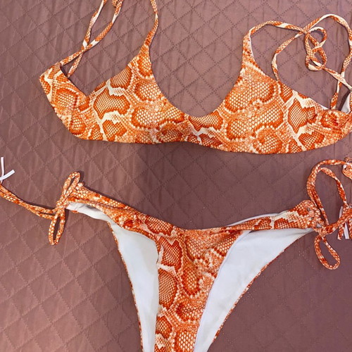 Bikini swimsuit with snake pattern