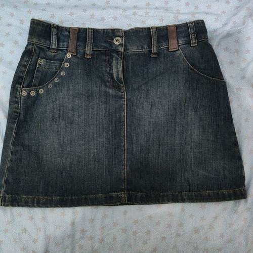 Lussile denim mini skirt like new, size 44, blue with leather details