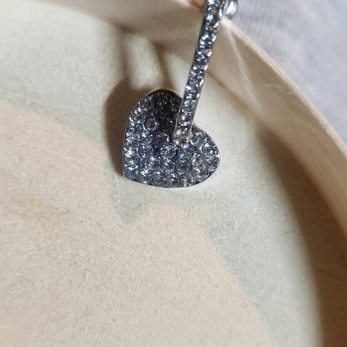 Stainless steel heart earrings with diamonds new