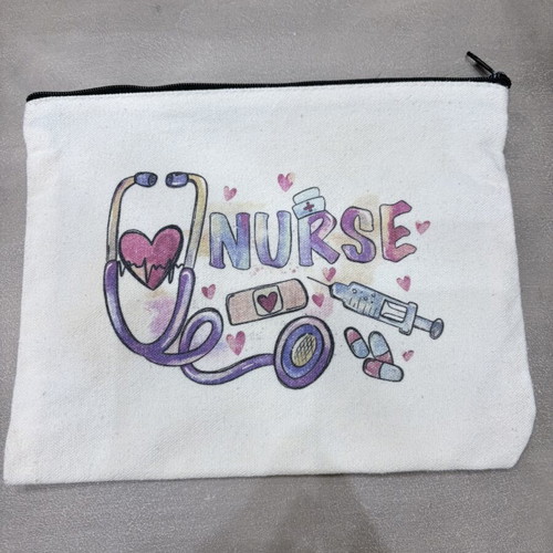 Toiletry bag like new, white and pink