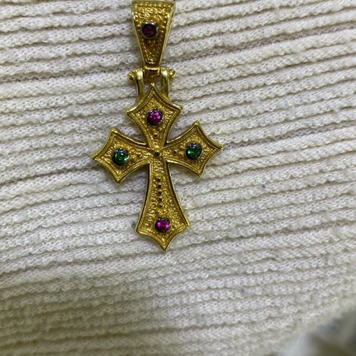 Silver gold-plated cross 925 with zircon stones new