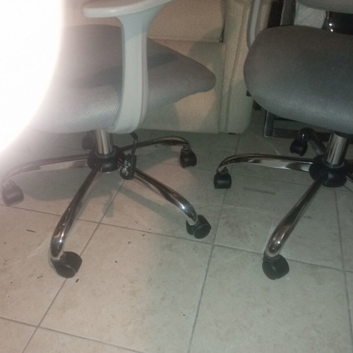 Office chair with height and recline adjustment, fabric needs repair, set of 2