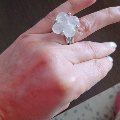 Loisir silver ring size 51 with transparent white stone