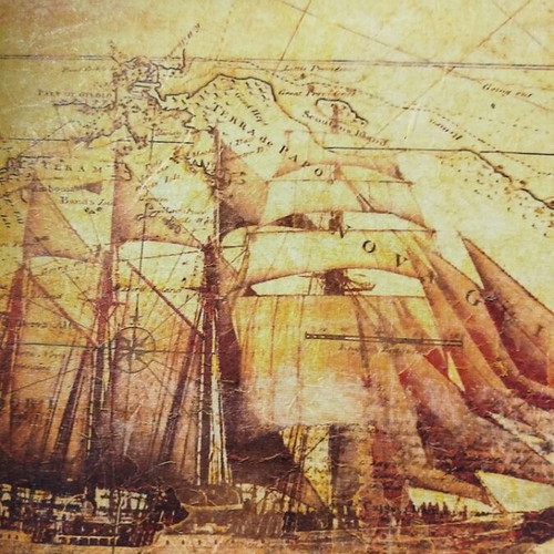 Decoupage on hardboard canvas 40x30cm like new