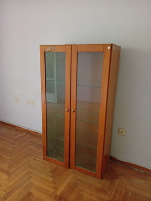 Cabinet used, wood and glass, 1.45m height x 80cm width
