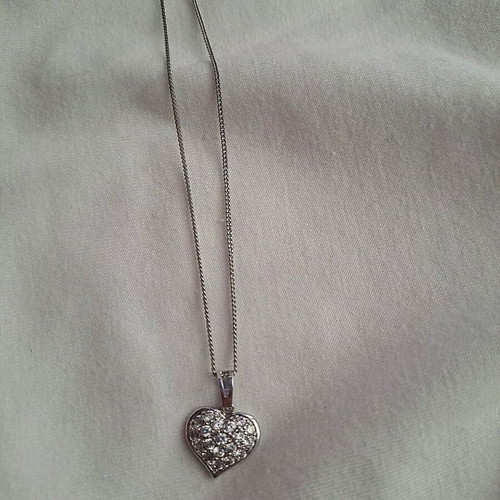 Steel heart necklace with zirconia new, silver color