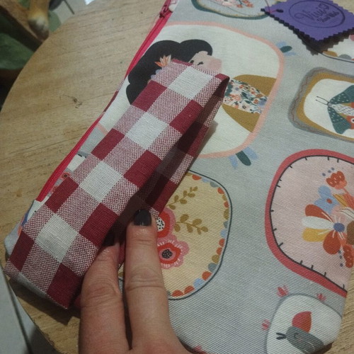 Handmade toiletry bag with Frida Kahlo used, multicolor
