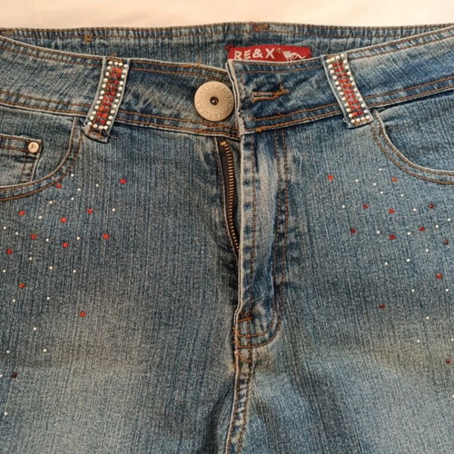 Re&X Capri Jeans like new with rhinestones, size L/XL, blue