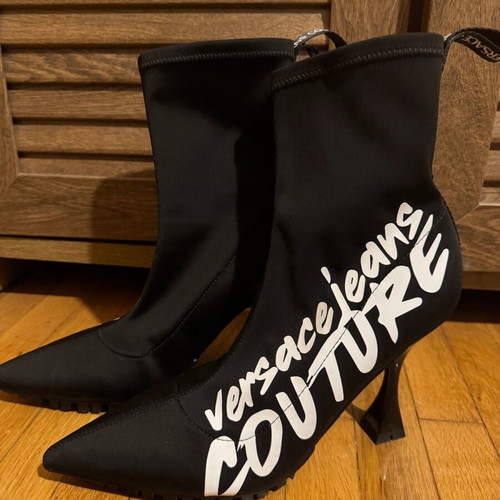 Versace sock boots like new, black with 10cm heel