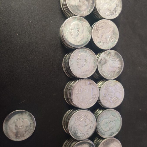 Silver 20 Drachma coins used, pack of 152, 1960 Greece