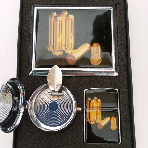 Set of cigarette case, lighter and personal ashtray new