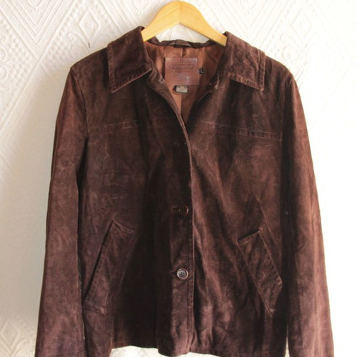 Leather Jacket Coach used, brown, size L