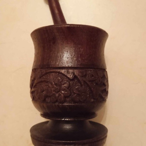 Wooden decorative mortar like new with carved details