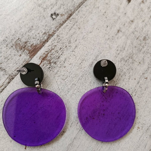 Plexiglass earrings in purple shade like new