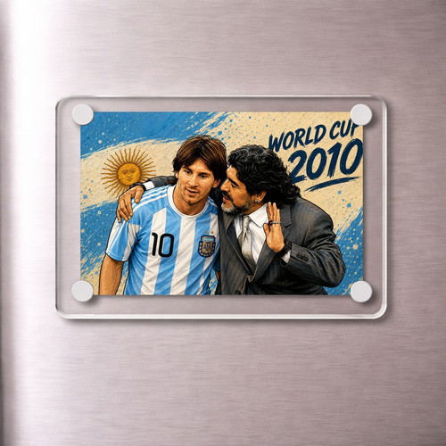 Acrylic World Cup Magnet Maradona Messi 2010 new