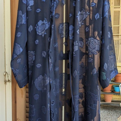 Jean Marie kimono used blue transparent with rose pattern