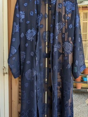 Jean Marie kimono used blue transparent with rose pattern