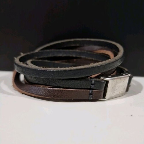 Men's leather bracelet new, two-tone brown and black
