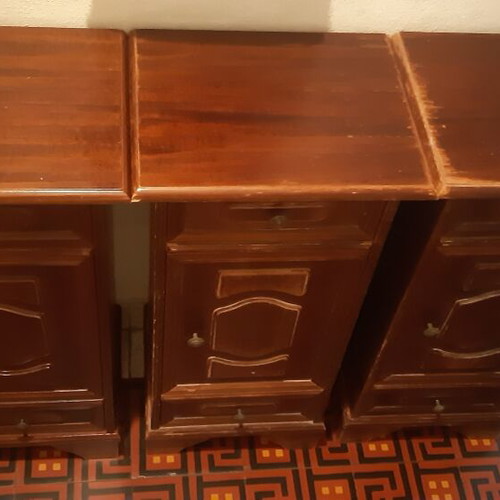 Nightstand wooden used with two drawers and cabinet, set of 3