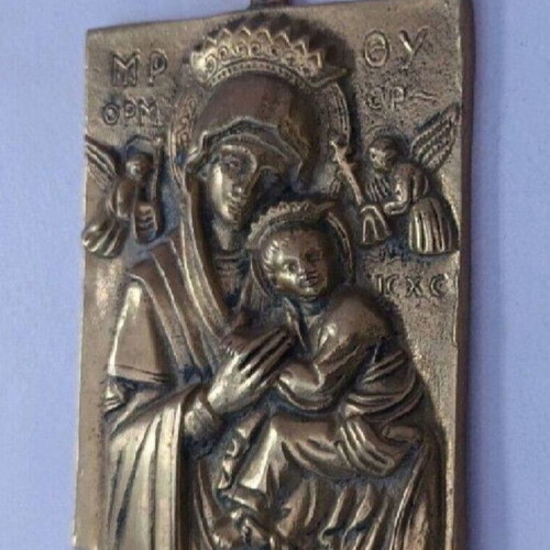 Massive Bronze Sculpture of Panagia 16x11 cm like new
