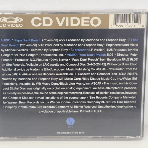 Madonna Papa Don't Preach CD-Video Japanese edition