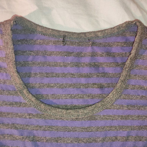 Purple gray striped emo baby-tee refurbished, XXS-XS