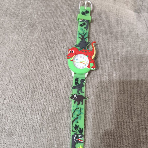 Dinosaur Watch with Green Silicone Strap New Kids Analog Quartz