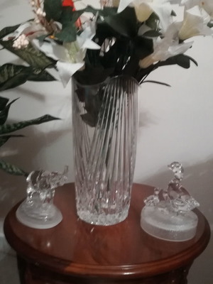 Σετ Ανθόδοχεια δύο διακοσμητικά μεταχειρισμένα, κρυστάλλινα