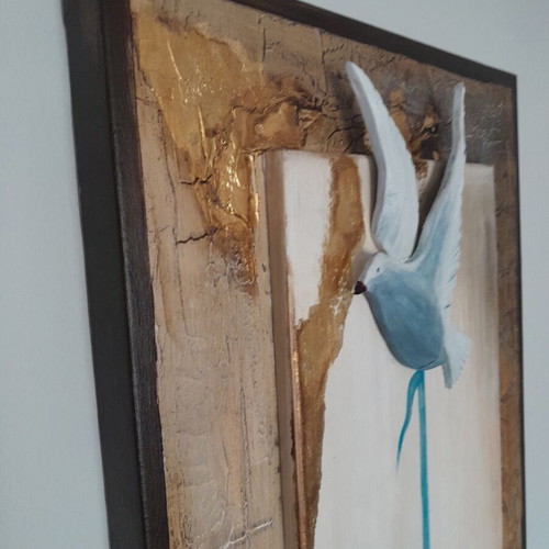 Mixed Media Art Painting New 110x40 cm