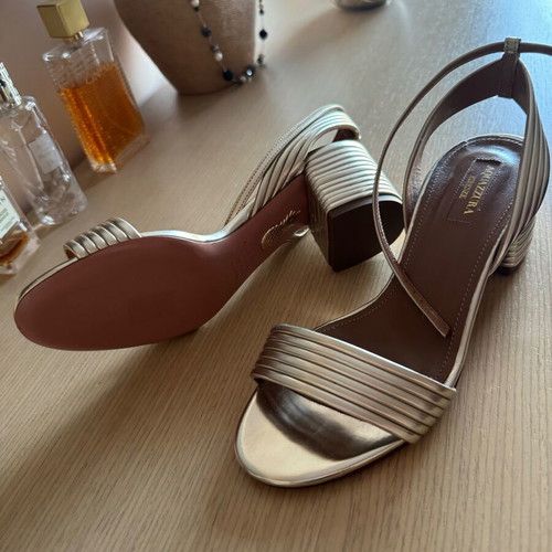 Aquazzura New Gold Sandals Size 36