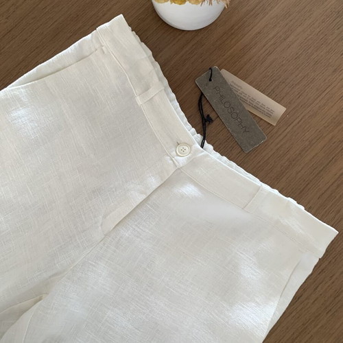 Philosophy linen-style straight pants, ecru, size L
