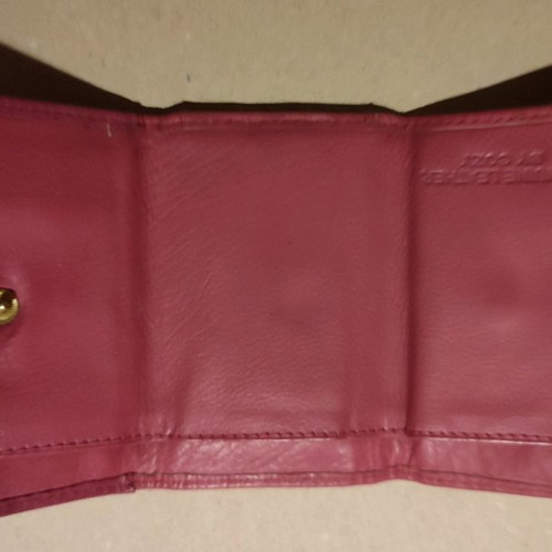 Leather wallet used, small purple with key holder