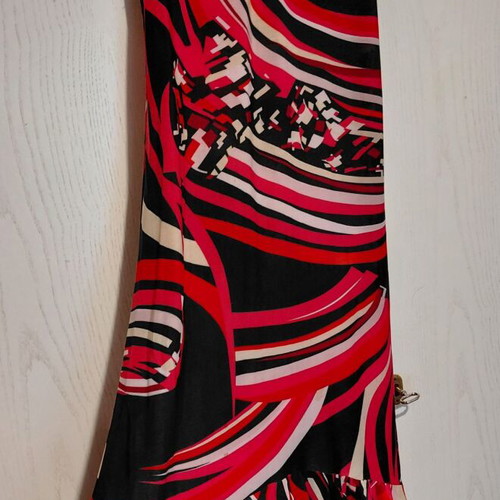 Dress with Spaghetti Straps like new, black and red, asymmetrical ruffle