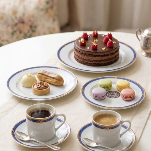 Limoges Bernardaud Calypso Bleu coffee set new, 5 pieces