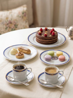 Limoges Bernardaud Calypso Bleu coffee set new, 5 pieces