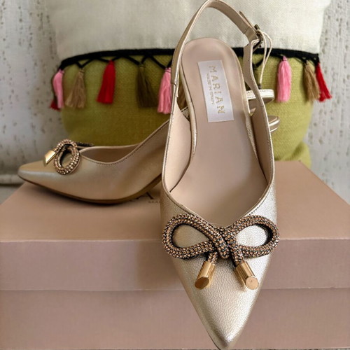 Marian gold leather slingback pumps new, size 36