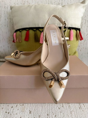 Marian gold leather slingback pumps new, size 36