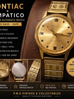 Pontiac Simpatico Swiss Made Automatic Watch with Date, vintage