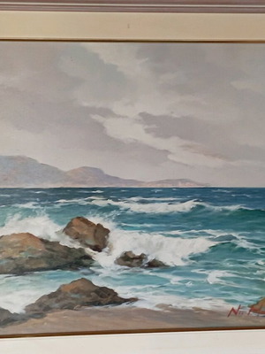 Oil painting by N. Maniatis on canvas like new, seascape