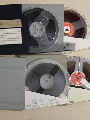 Reel-to-reel tape recorder tapes, set of 4, 1/4 inch width, 7 inch diameter