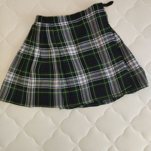 Vintage plaid kilt-style skirt like new, short, blue-green