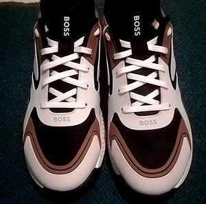 Βoss  παπούτσια (MIXED-MATERIAL LACE-UP TRAINERS WITH TONAL BRANDING)