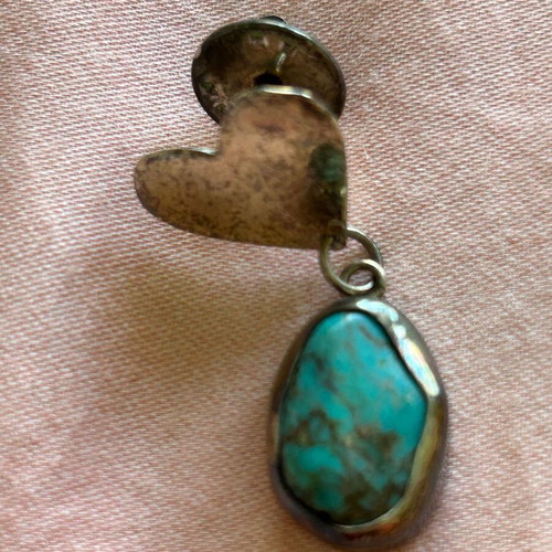 Silver pin new with turquoise stone