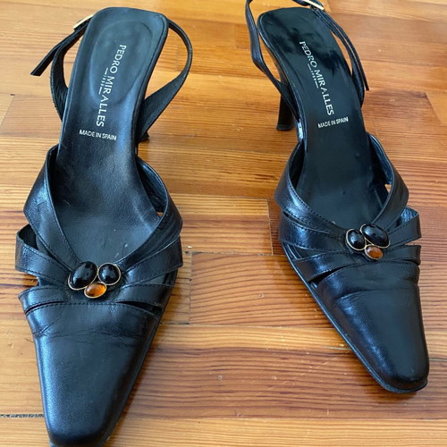Pedro Miralles leather slingbacks used, size 39, black