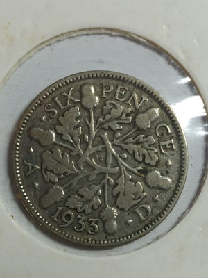 Μεγάλη Βρετανία Six Pence 1933 ασημένιο μεταχειρισμένο