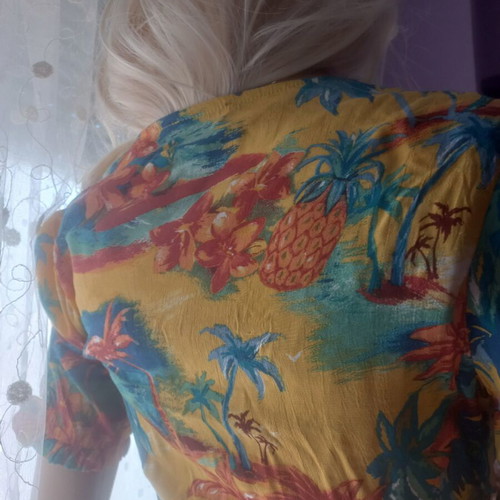 Crop top crossover Zara like new, multicolor with palm pattern