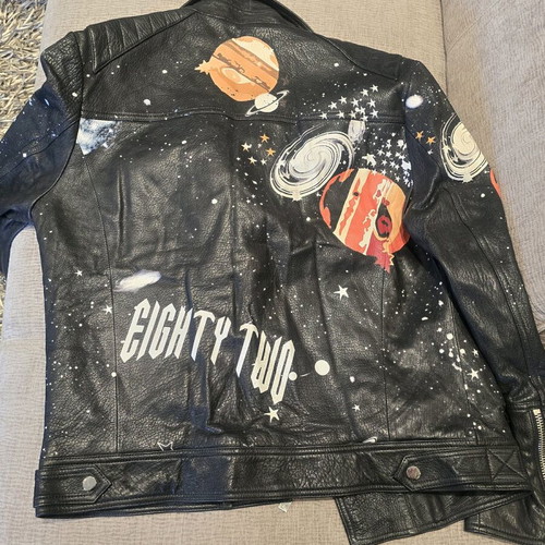 Koyorogi leather jacket used, black, vintage handmade