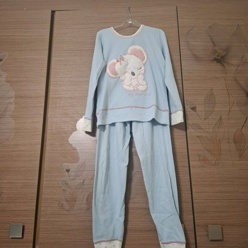 MARA-M Girls' pajamas used with fluffy bear in sky blue
