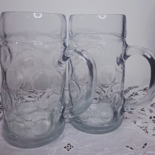 Beer mugs 1 litre, set of 2, transparent