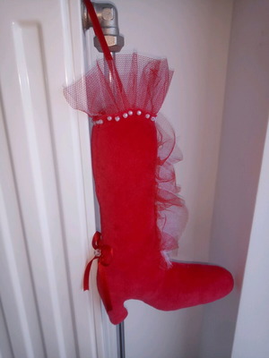 Handmade soft boot decorative ornament with velvet fabric and tulle
